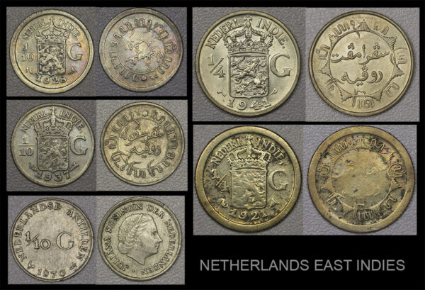 Nederlands East Indies 5 coins Lot PGC97