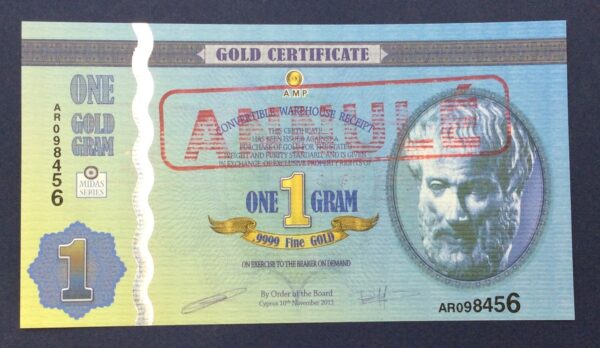Gold Certificate 1 Gram Gold 2011 GB724