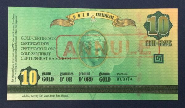 Gold Certificate 10 Gram Gold 2011 GB725 - Image 2