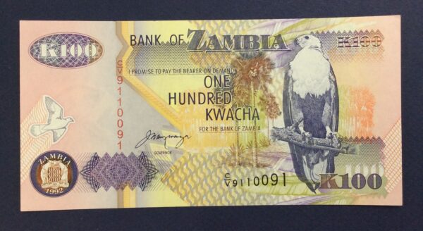 Zambia 100 Kwacha 1992 UNC GB833