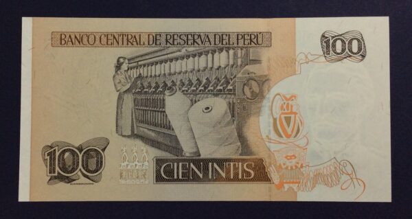 Peru 100 Intis 1987 UNC GB845 - Image 2