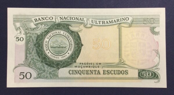Mozambique 50 Escudos 1976 (Banco de Moçambique Overprint) UNC GB856 - Image 2