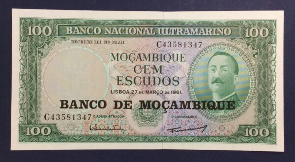 Mozambique 100 Escudos 1976 (Banco de Moçambique Overprint) UNC GB857