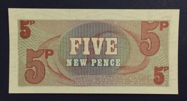United Kingdom 5 New Pence 1972 - British Armed Forces 6th Series UNC GB909 - Image 2