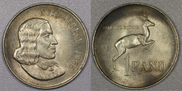 1966 1 Rand South Africa Silver UNC PGC104