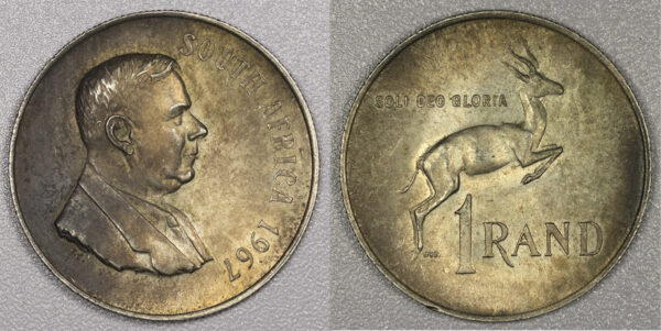 1967 1 Rand South Africa Silver UNC PGC103