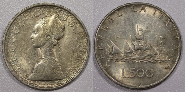1958 500 Lire Silver Italy UNC PGC109