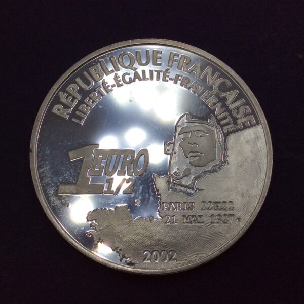 France 1½ Euro (Spirit of St. Louis) 2002 Silver Coin GC555 - Image 2