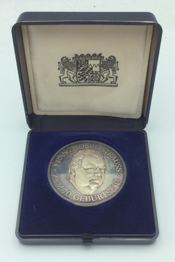 Franz Josef Strauss 70th birthday Free State of Bavaria 1985 Silver Medal