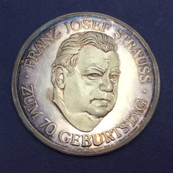 Franz Josef Strauss 70th birthday Free State of Bavaria 1985 Silver Medal - Image 2