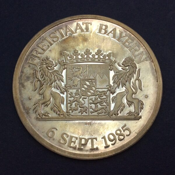 Franz Josef Strauss 70th birthday Free State of Bavaria 1985 Silver Medal - Image 3
