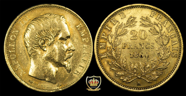 1860 20 Francs - Napoleon III GOLD