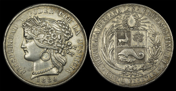 1880 5 pesetas B PERU PGC153