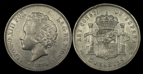 1893 5 Pesetas - Alfonso XIII Spain PGC154