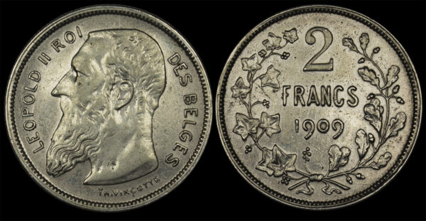 1909 2 Francs - Léopold II Belgium PGC156