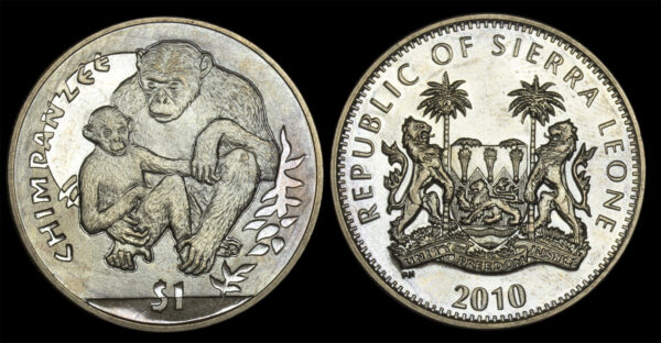 2010 Sierra Leone 1 dollar Chimpanzee PGC182