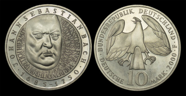 2000 10 Deutsche Mark Johann Sebastian Bach Proof PGC223