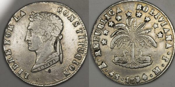 1854 4 Soles Bolivia  PGC204