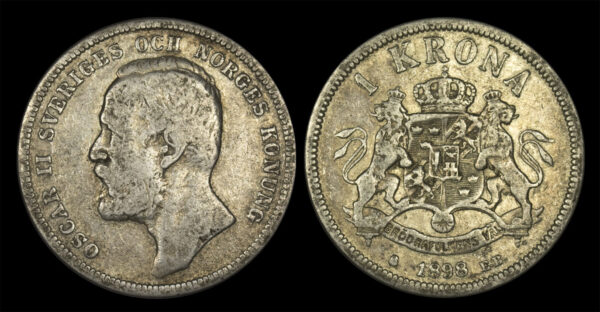 1898 1 Krona - Oscar II Sweden  PGC218