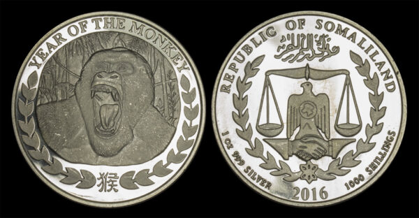 2016 1000 Shillings Year of the Monkey 	Somaliland  PGC200