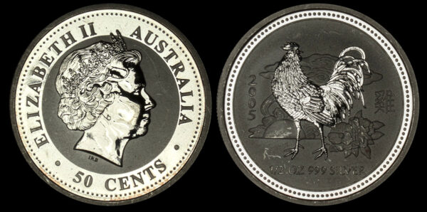 2005 Australia year of the Rooster Half Oz Silver 50cents  PGC201