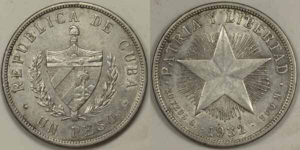 Cuba 1 Peso 1953 Silver Coin GC666