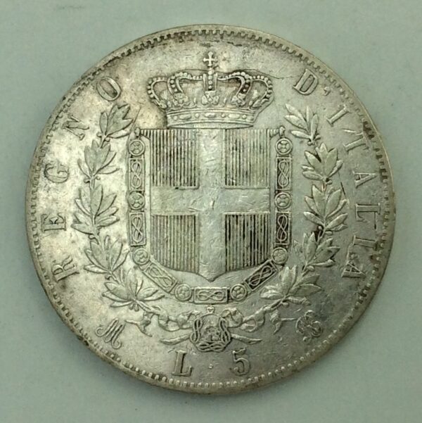 Italy 5 Lire 1874 Silver Coin GC654 - Image 2
