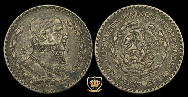 Mexico 1 Peso 1958 Silver Coin PGC332