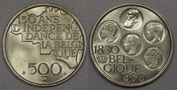 500 Francs Belgium 150th Anniversary of Independence SILVER PGC312