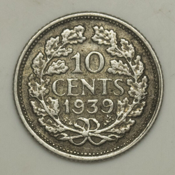 10 CENTS 1939 SILVER NEDERLANDS PGC337