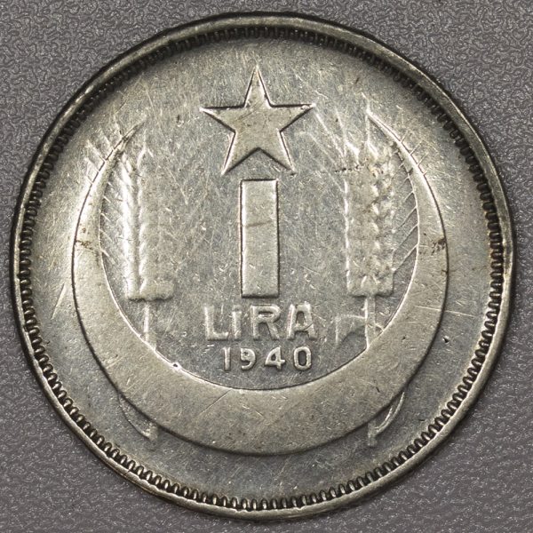 Turkey 1 Lira 1940 Silver Coin PGC339 - Image 2