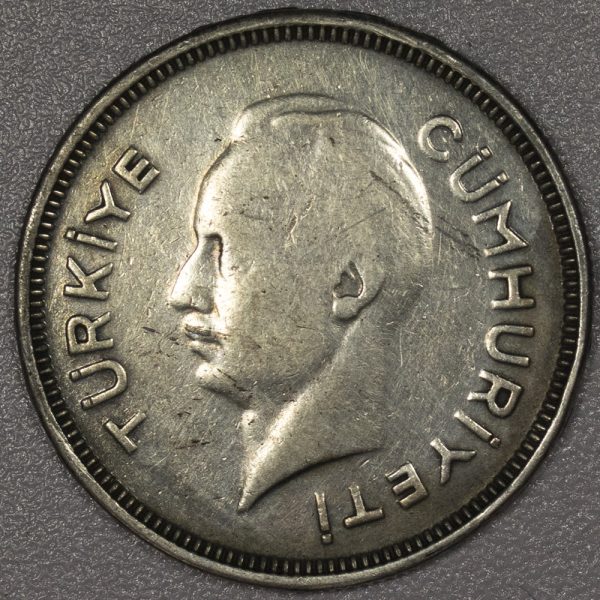 Turkey 1 Lira 1940 Silver Coin PGC339