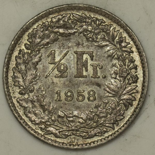 1958 Half Franc Switzerland Silver UNC PGC344