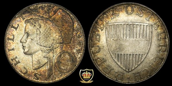 1959 10 Schilling Austria Silver UNC PGC340