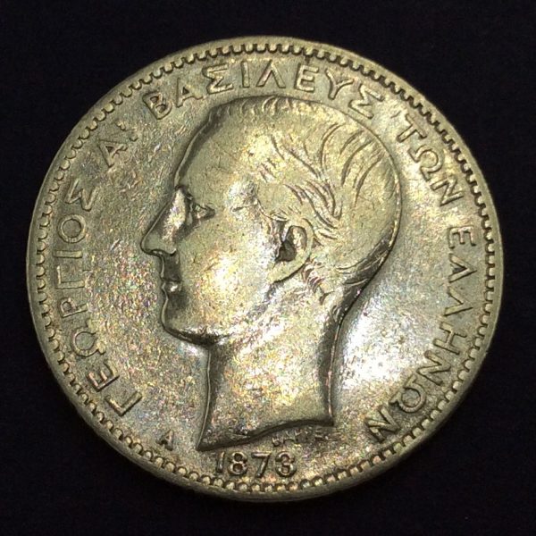 Greece 1 Drachmai 1873 Silver Coin GC713