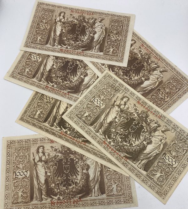 LOT 6 X 1000 MARK GERMANY 1910 PGB36 (AU-UNC)
