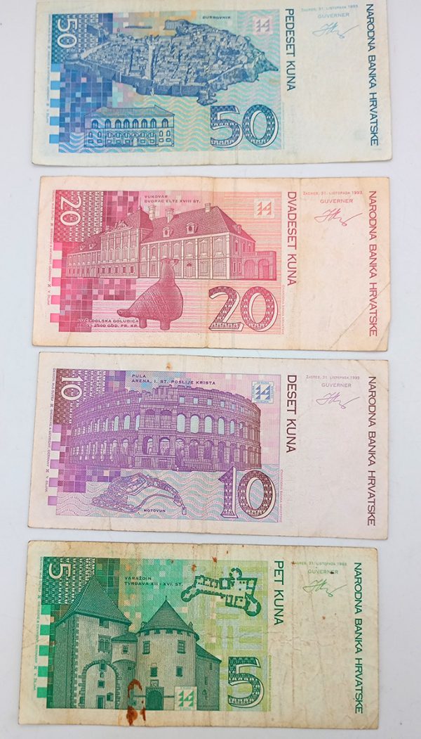 ΛΟΤ 1993 Croatia 5,10,20,50 Kuna 1993 PGB55 - Image 2