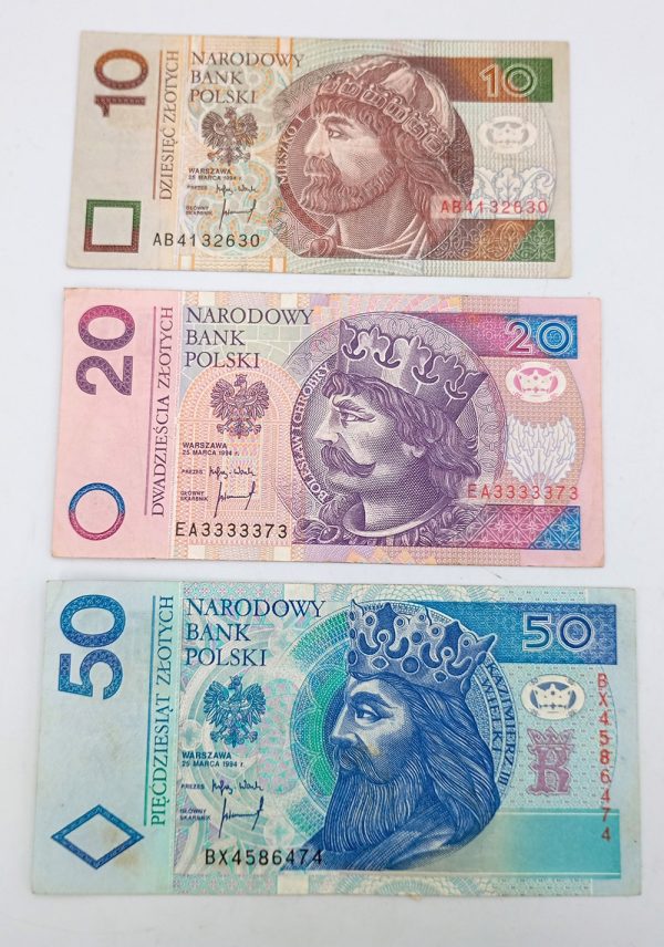 10+20+50 Zloty Poland Banknotes, 1994 PGB54