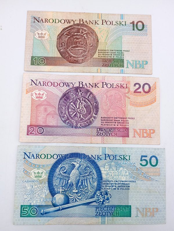 10+20+50 Zloty Poland Banknotes, 1994 PGB54 - Image 2