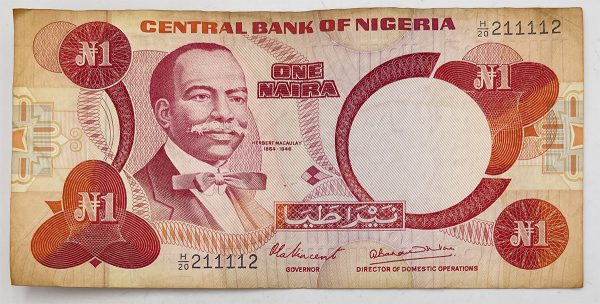 1 Naira Nigeria (1979-84) PGB50 RADAR (serial number 211112) - Image 2