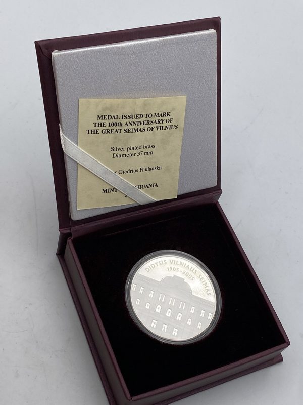 Μετάλλιο Lithuania 100th anniversary of the great Seimas of Vilnius 1905-2005 37mm GM - Image 3