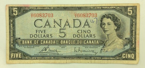 Canada 5 Dollars 1954 U/X6083703 GB985