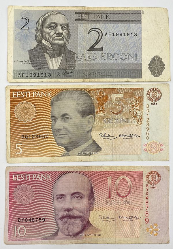 LOT 3 banknotes Estonia, PGB65