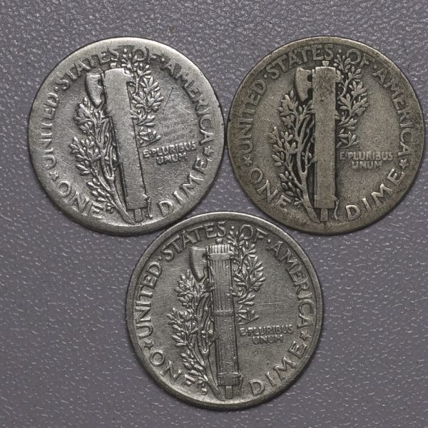 3x USA Silver Mercury Dimes (1925,1926,1929) PGC429 - Image 2