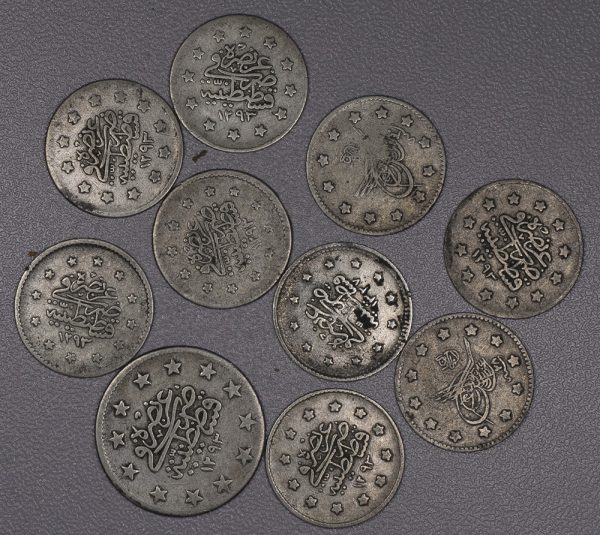 LOT  (9x 1 Kurus) &  (1x 2 Kurus) - Turkey Silver (1844-1921) PGC436