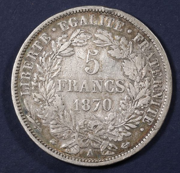 France 5 Francs 1870 Silver Coin GC810 - Image 2