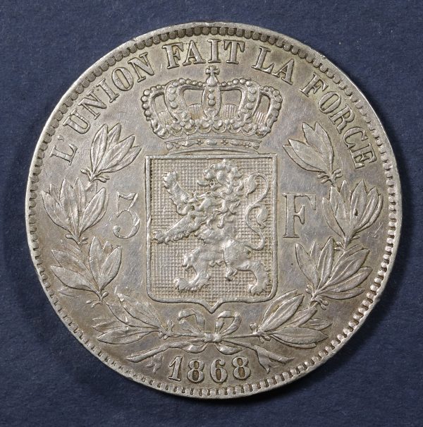 Belgium 5 Francs 1868 Silver Coin GC807 - Image 2