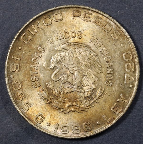Mexico 5 Pesos 1956 Silver Coin GC805 - Image 2