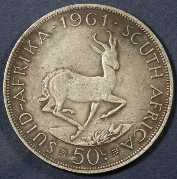 South Africa 50 Cents 1961 Silver Coin GC802