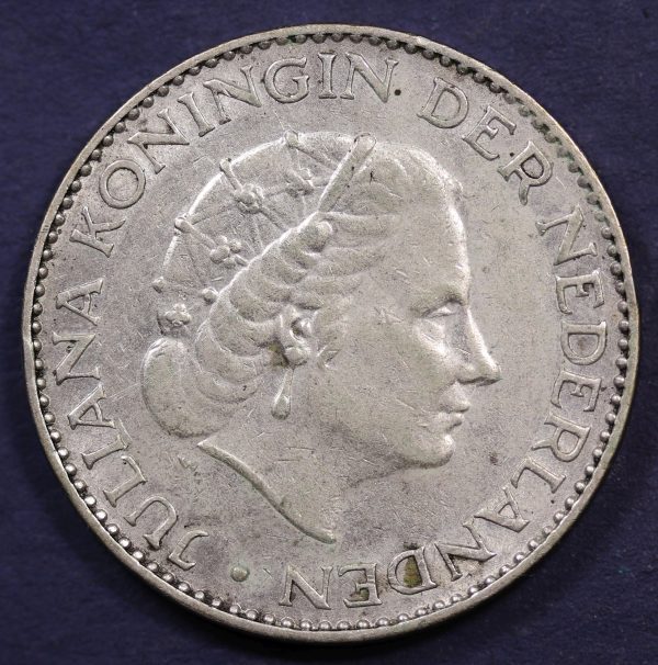 Netherlands 1 Gulden 1956 Silver Coin GC826